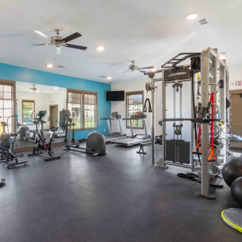 Fitness center at Thrive at Creekside in Parkville, Missouri