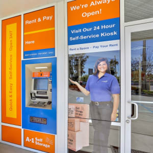 24-hour kiosk at A-1 Self Storage in Vista, California