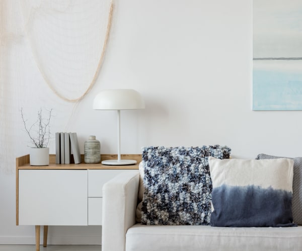 A furnished living room in a home at Capeharts East in San Diego, California