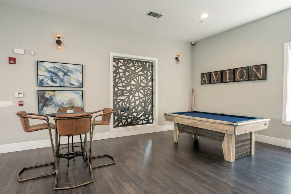 Pool table in clubhouse at Avion Apartments in Rancho Cordova, California