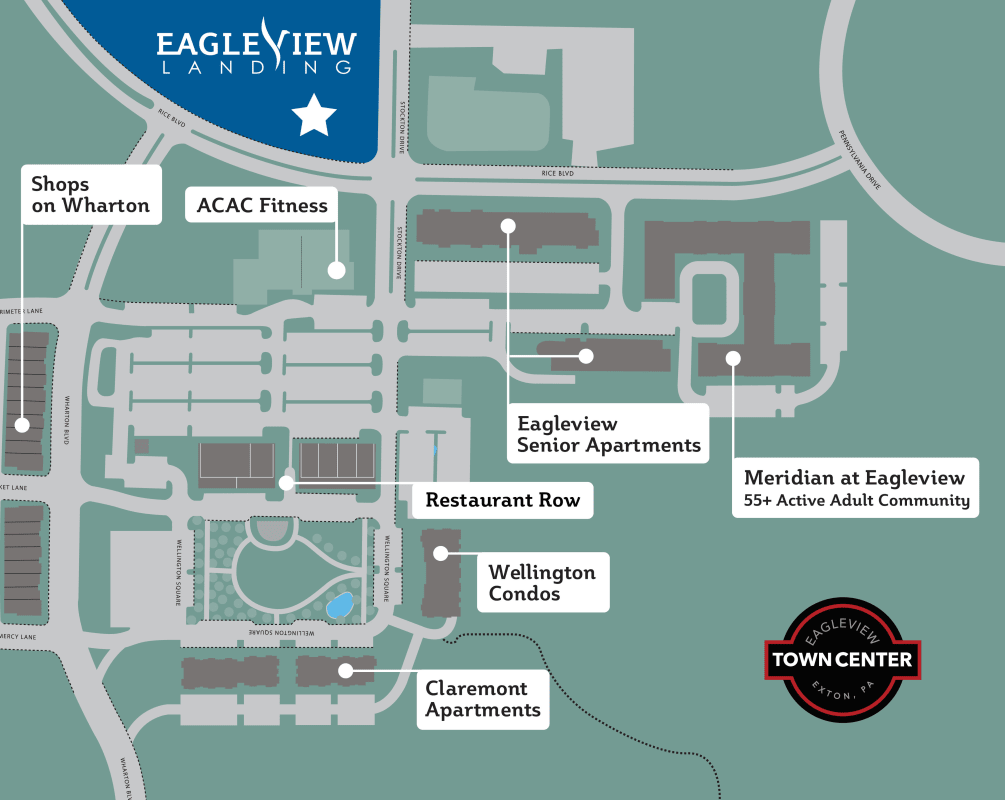 The map of the town at Eagleview Landing in Exton, Pennsylvania