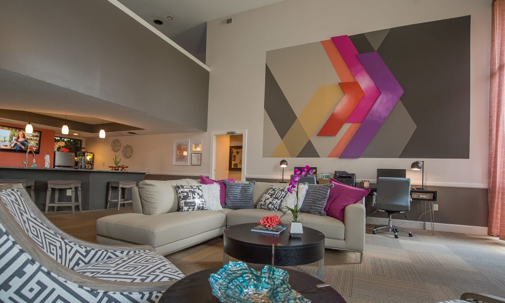 Elegant lobby area at Silver Springs Apartments in Wichita, Kansas