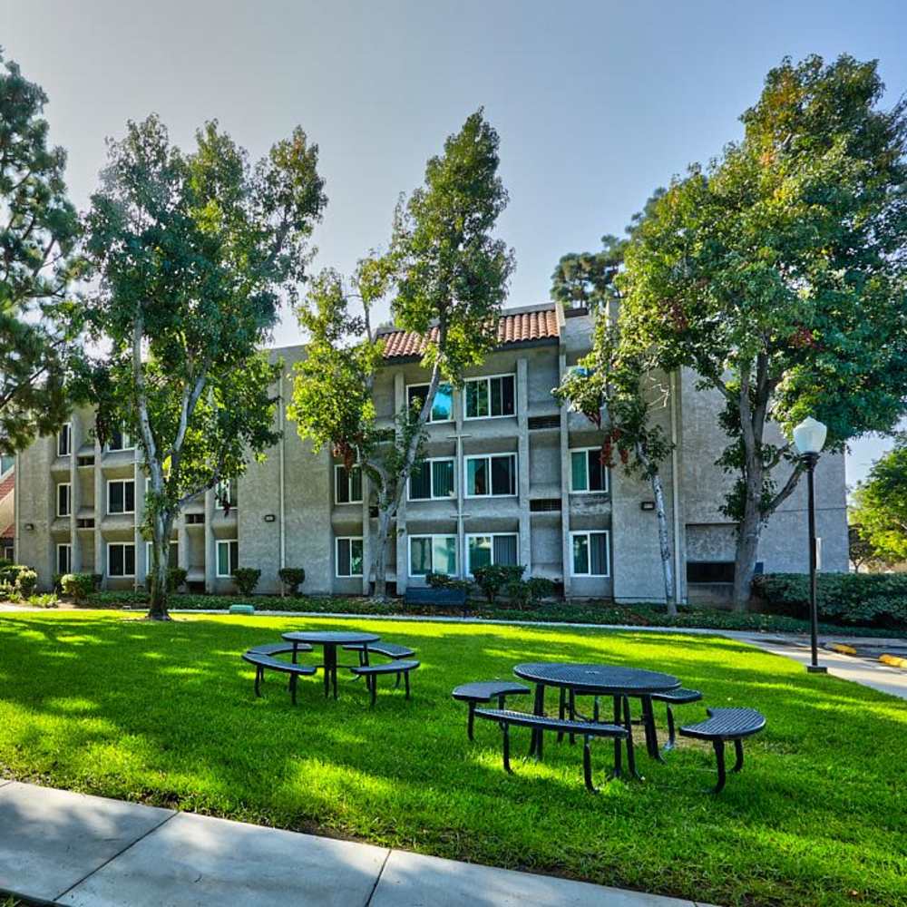 Open area in front of an apartment at Tustin Gardens in Tustin, California