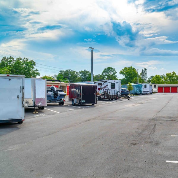 RV, boat, and auto parking spaces at StorQuest Express Self Service Storage in Copperopolis, California