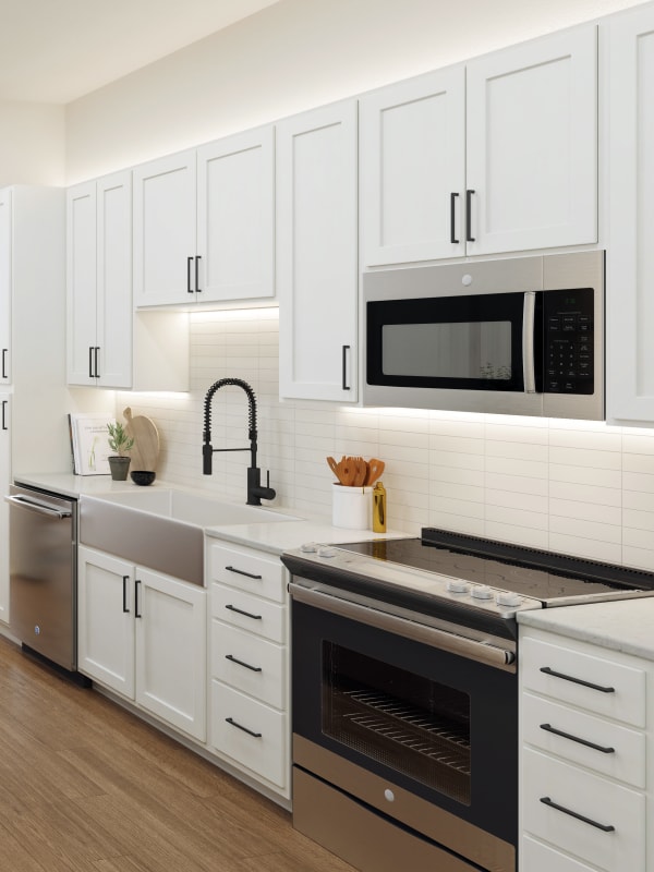 Rendering of living room at Lantower West Love in Dallas, Texas