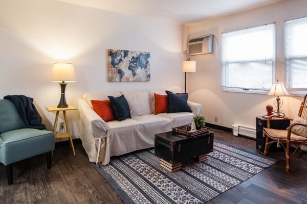Apartment with wood-style flooring at South Meadow in Ames, Iowa.