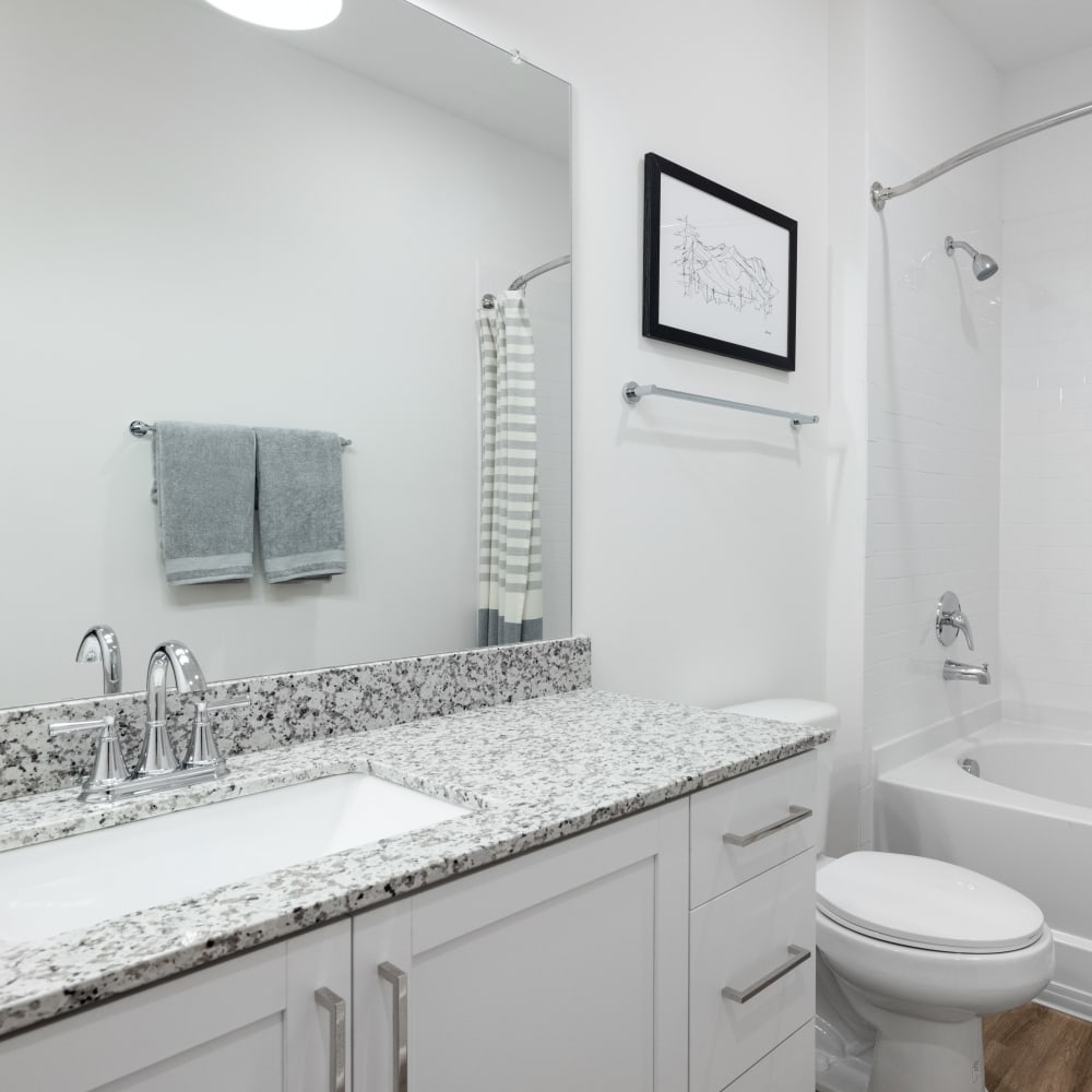 Model bathroom in an apartment at The Archer In Acworth in Acworth, Georgia
