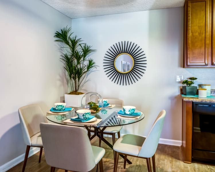 Dining nook next to the kitchen in a model home at Sofi Poway in Poway, California