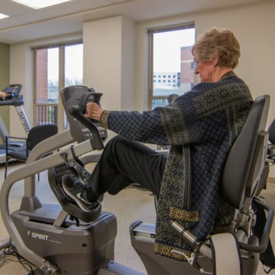 A resident working out at Aurora on France in Edina, Minnesota. 