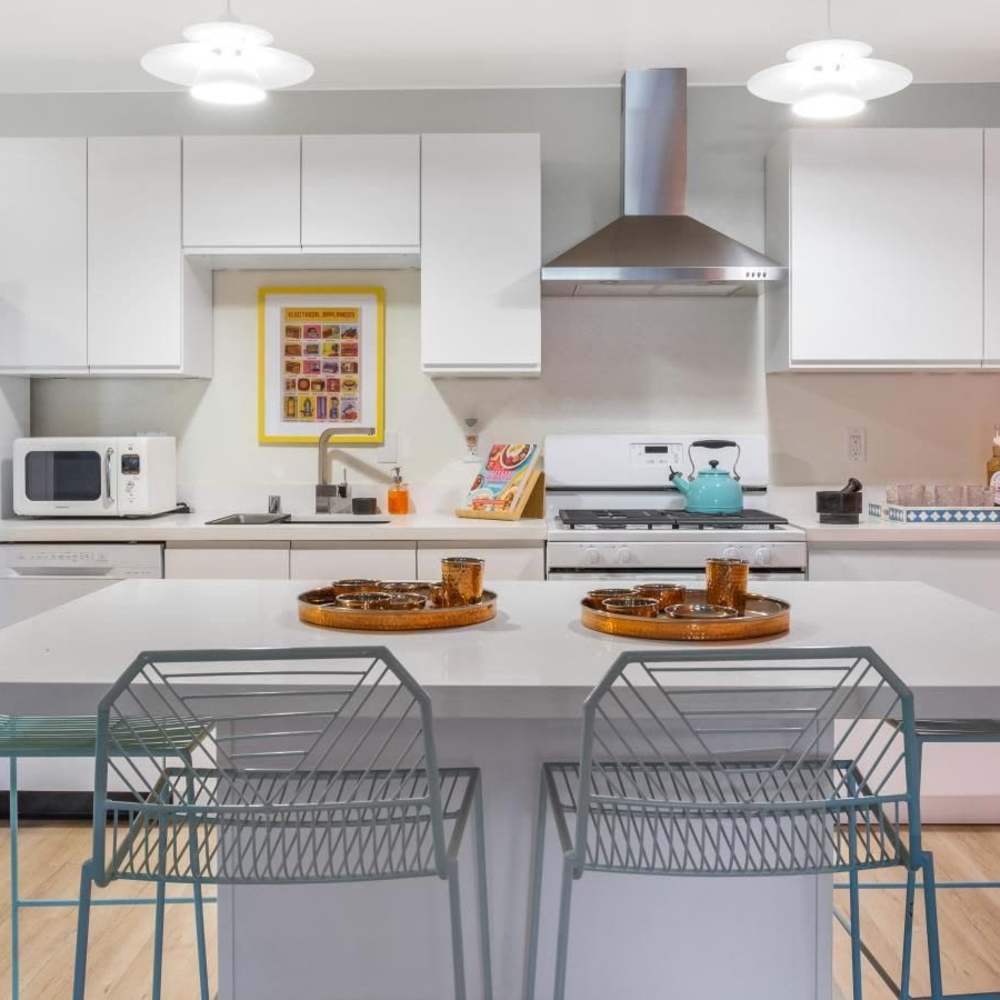 Bright open layout with modern kitchen at Tempo Fremont in Fremont, California