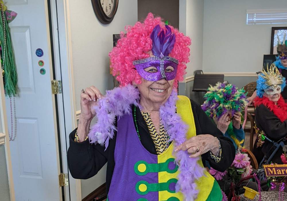 Residents at a dress up party at Truewood by Merrill, Clovis in Clovis, California