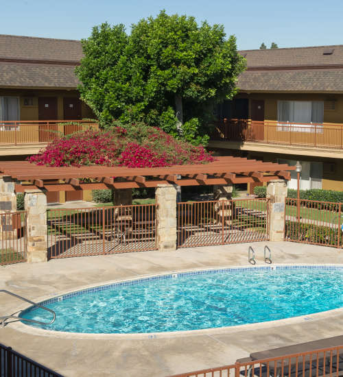 Swimming pool at Chatham Village in Tustin, California, 