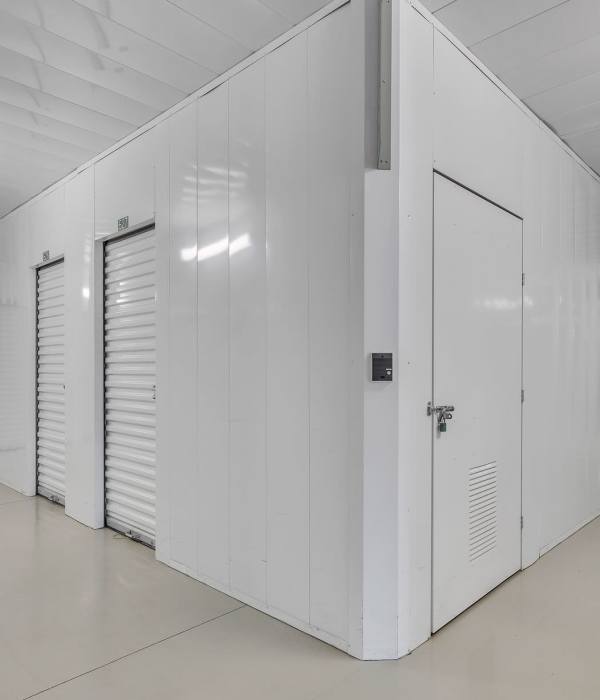 White storage units at Storage Hub - Guilbeau in San Antonio, Texas