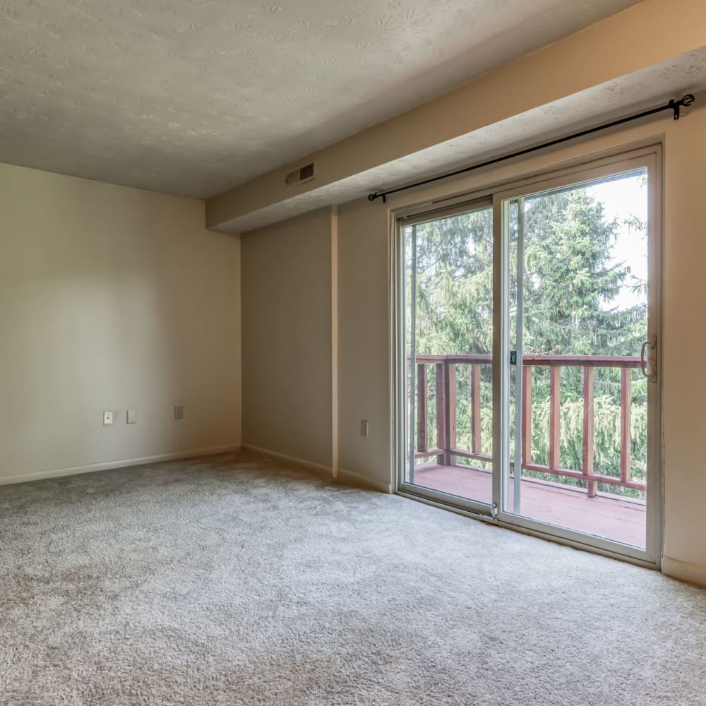 Apartment with large sliding glass door at Briarcliff Manor, Wheeling, West Virginia