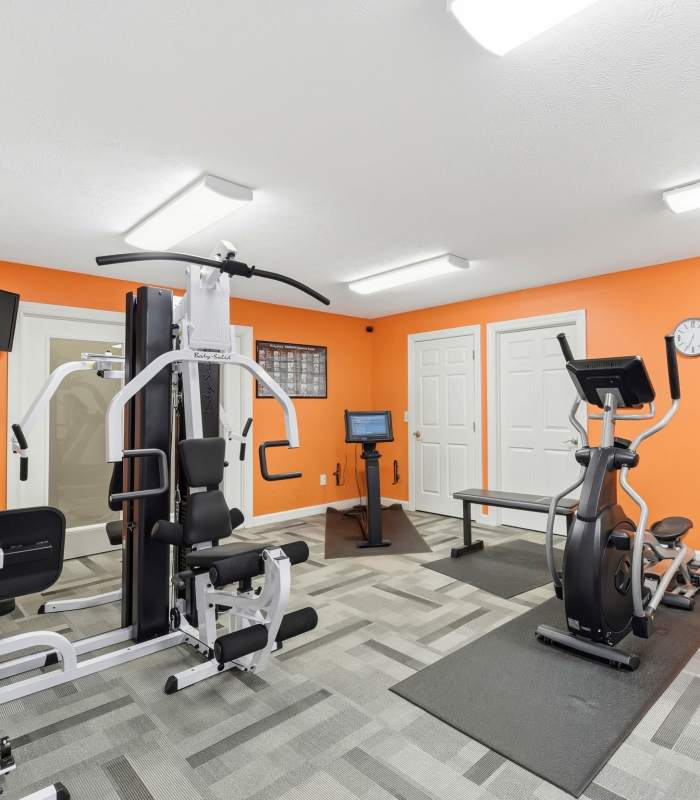 Well-equipped fitness center at Spring Lake Apartments in Granger, Indiana