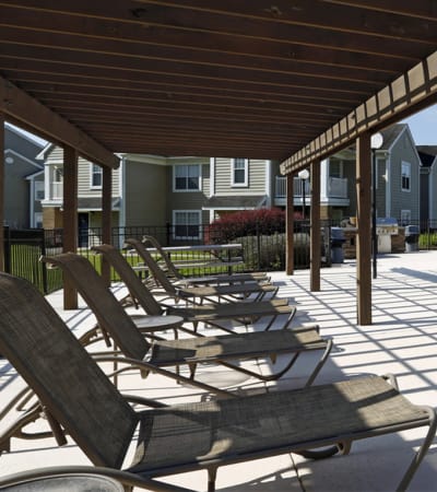 Pool chairs at Park at Clearwater in Aberdeen, North Carolina