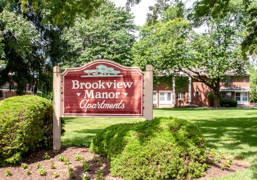 Signage at Brookview Manor Apartments in Stratford, New Jersey