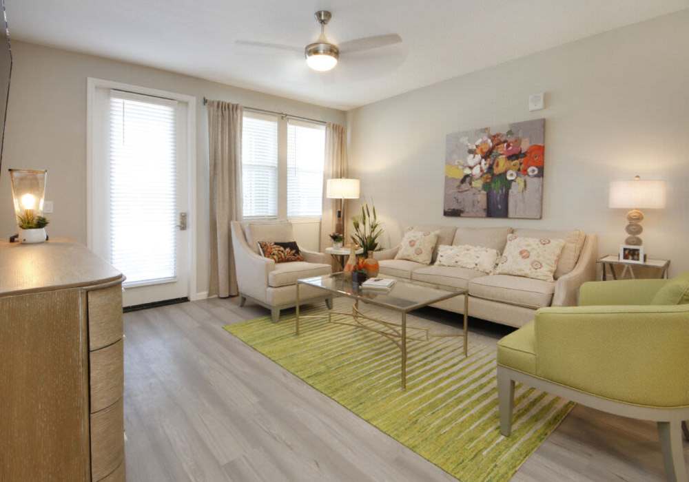 Furnished living room at Messina Luxury Apartments in New Smyrna Beach, Florida 