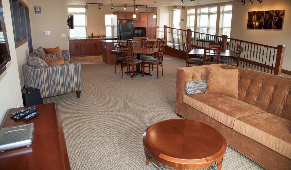 Comfortable seating in community room at Vicinato in Madison, Wisconsin