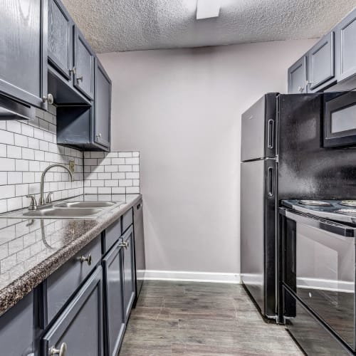 Modern finishes in an apartment kitchen at Whitney Manor in Gretna, Louisiana