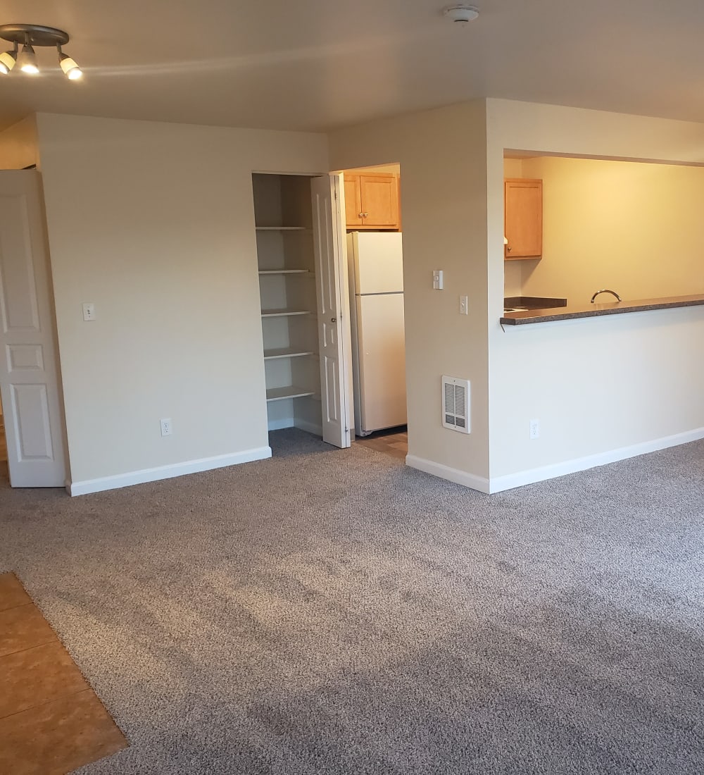 Living area in a model home at The Knoll Redmond in Redmond, Washington