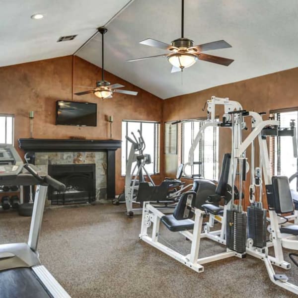 Resident clubhouse with 24-7 fitness gym at Springhill Apartments in Overland Park, Kansas