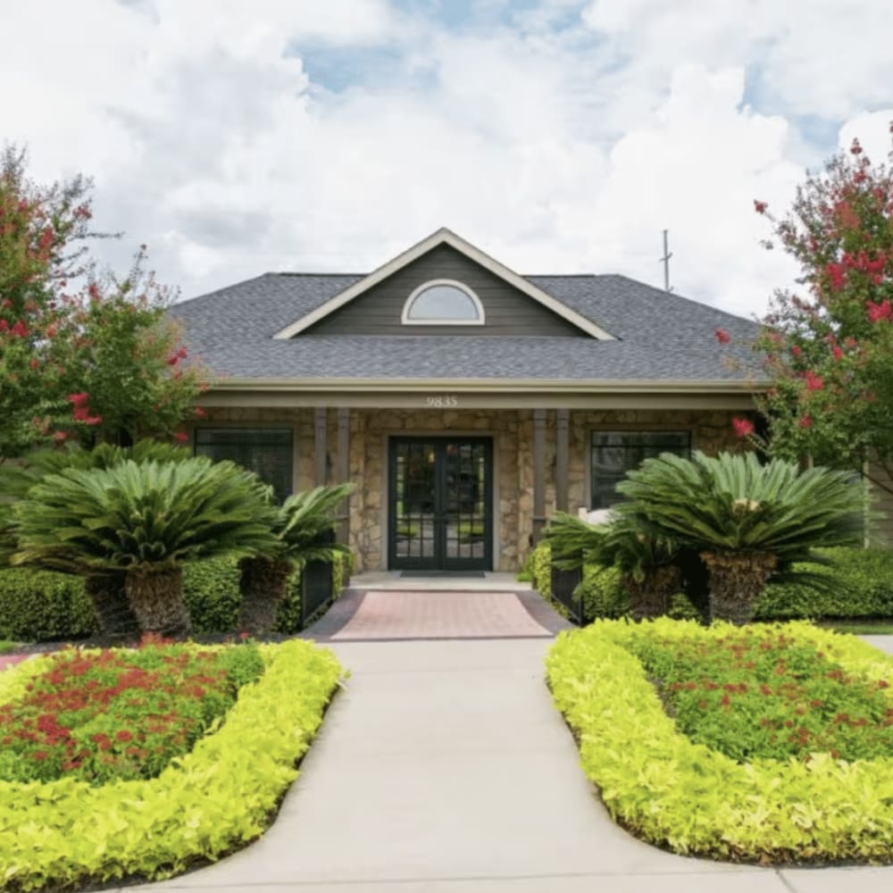 Entrance of a clubhouse at Dominion Park in San Antonio, Texas
