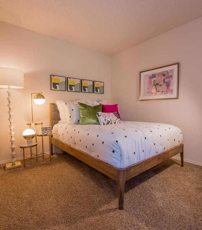 Chic bedroom at Silver Springs Apartments in Wichita, Kansas
