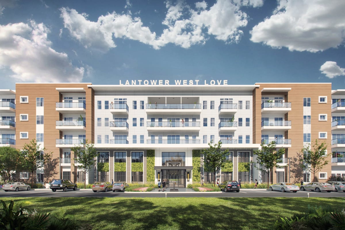 Rendering of exterior apartments at Lantower West Love in Dallas, Texas