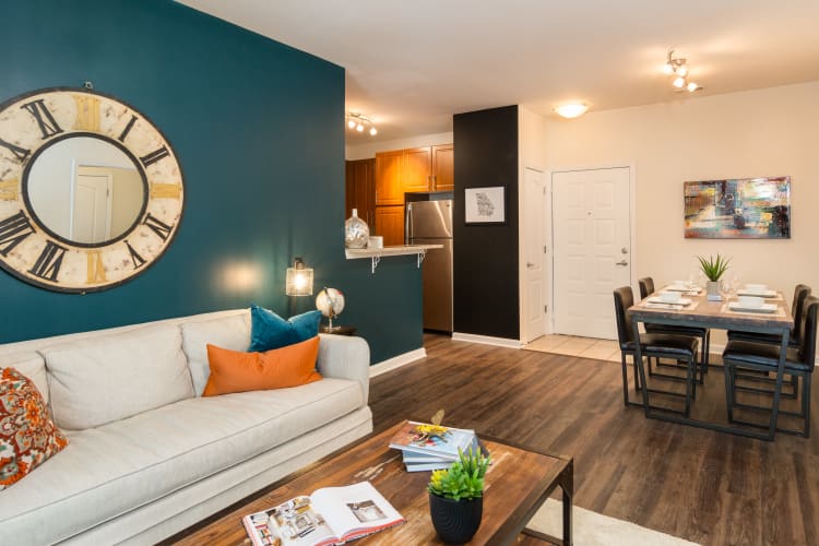 Modern living room at City View in Atlanta, Georgia