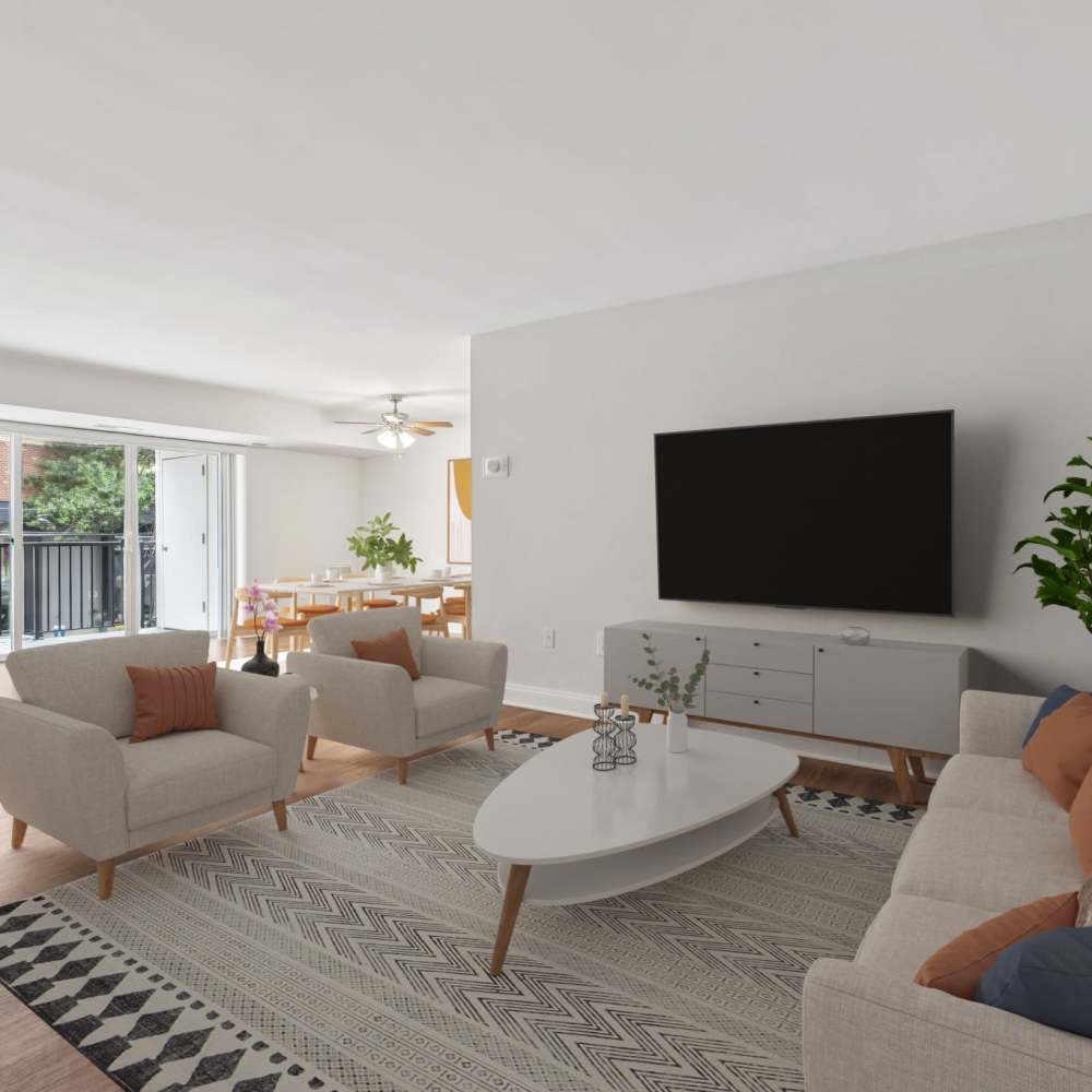 Living room with telivision at Georgia West in Silver Spring, Maryland