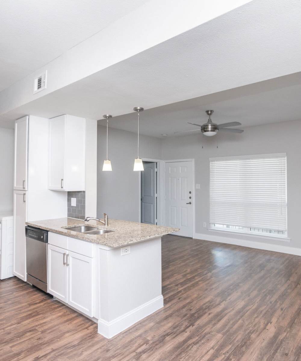 Open kitchen at Green Tree Place in Houston, Texas