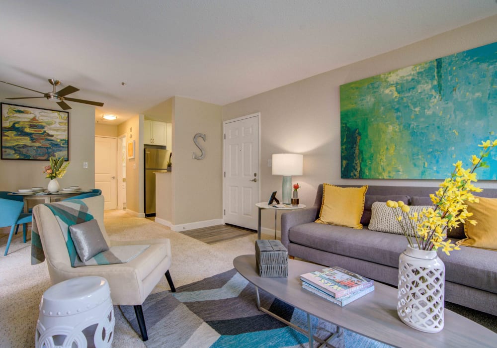 Spacious and modern open-concept floor plan in a model home at Sofi Sunnyvale in Sunnyvale, California
