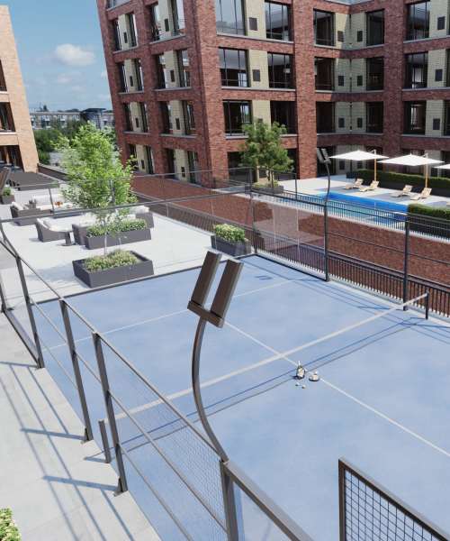 Pickleball court at The Maxx and The Alexandra in Pittsburgh, Pennsylvania