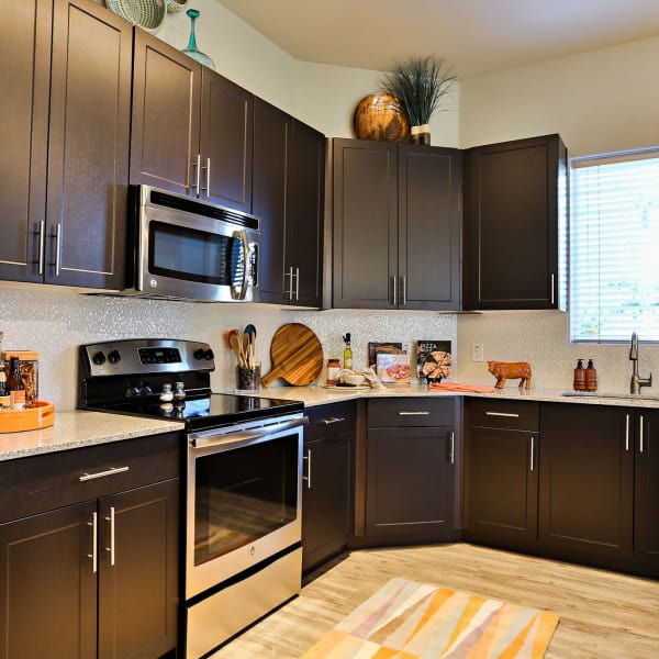 Stainless-steel appliances in the kitchen at The Hyve in Tempe, Arizona