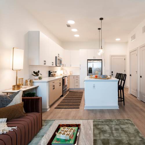 Wood-style flooring in a home at Terrazzo in Durham, North Carolina