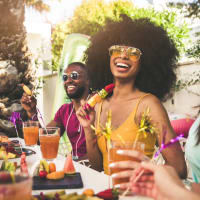 Residents enjoying a meal near at Copper Mill in Austin, Texas