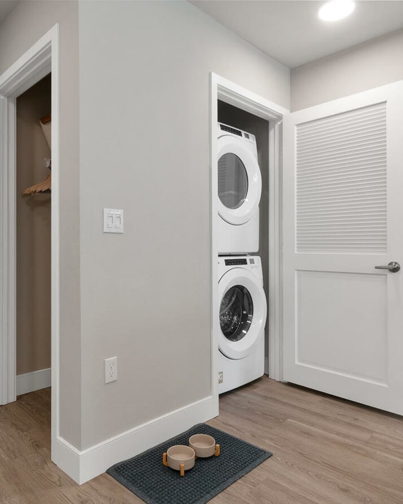 A washer and dryer in a home at Alivia Townhomes in Whittier, California