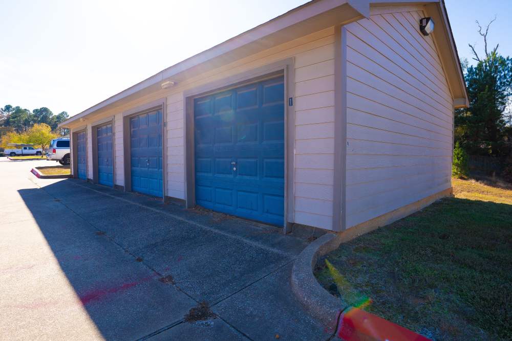 Garages at Millpoint Townhomes in Henderson, Texas