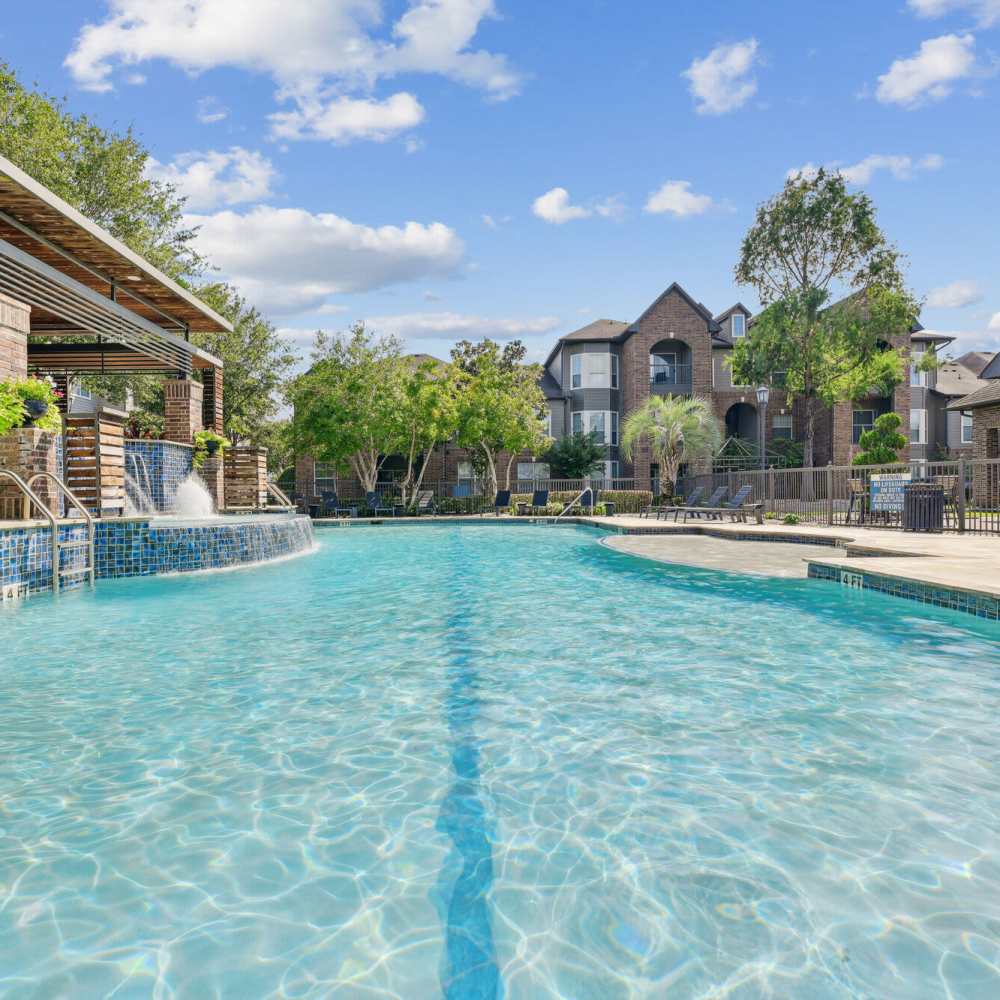 Resort style pool at Asheville at Spring Branch in Houston, Texas