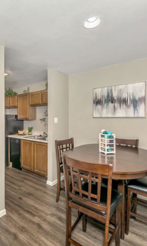 Dining nook and kitchen at Pecan Ridge in Waco, Texas