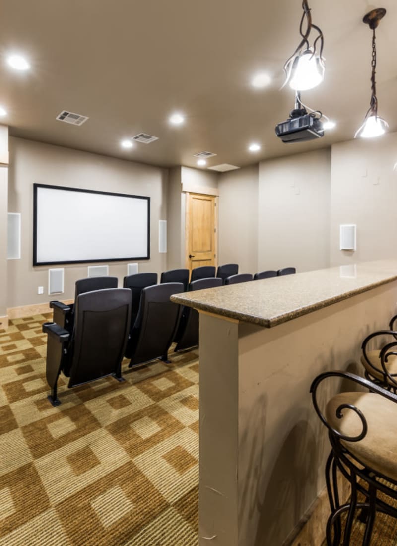Community theater at Marquis at Canyon Ridge in Austin, Texas