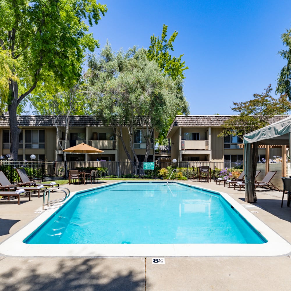 Swimming pool at Sundale Apartments in Fremont, California
