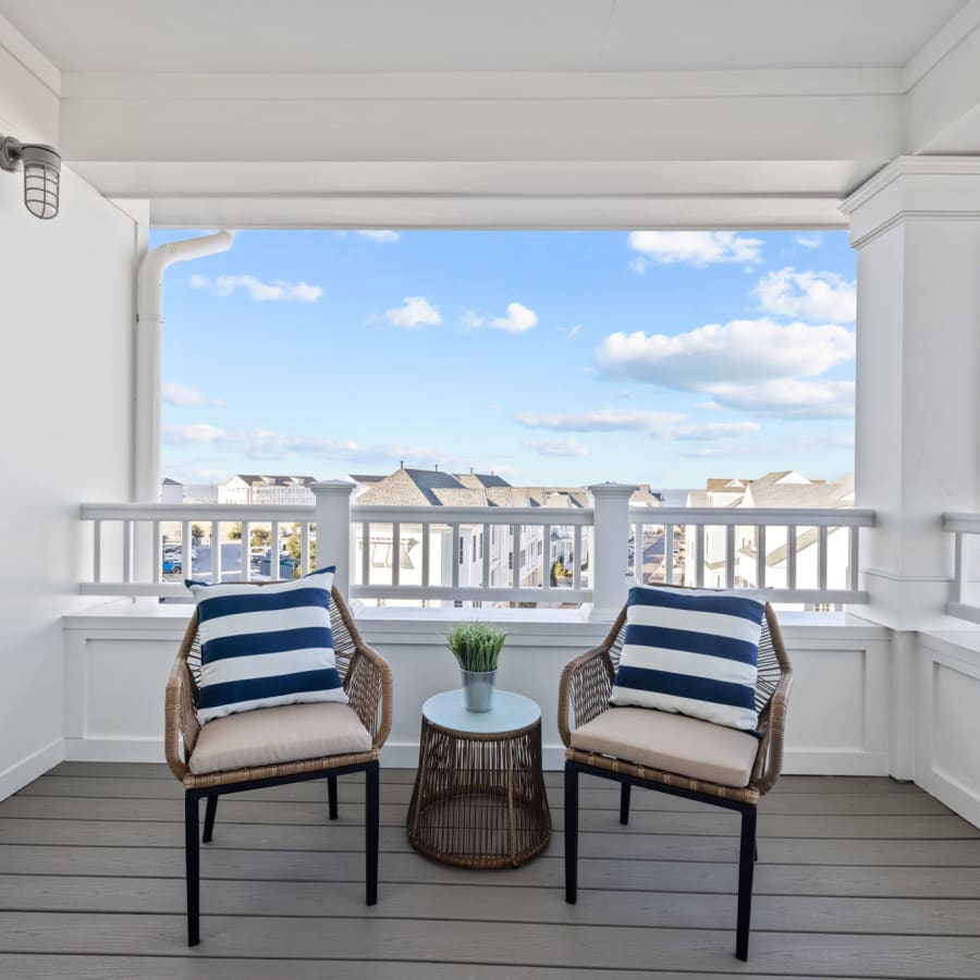 Private balcony at Village Square Apartments in Norfolk, Virginia