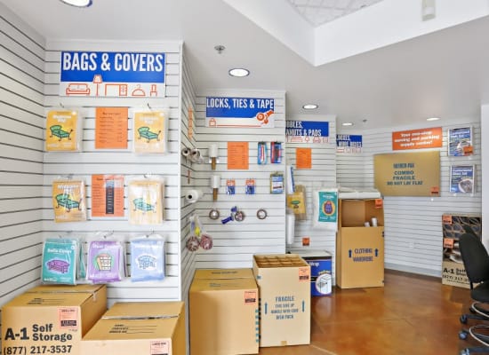 Moving and packing supplies available at A-1 Self Storage in Lakeside, California