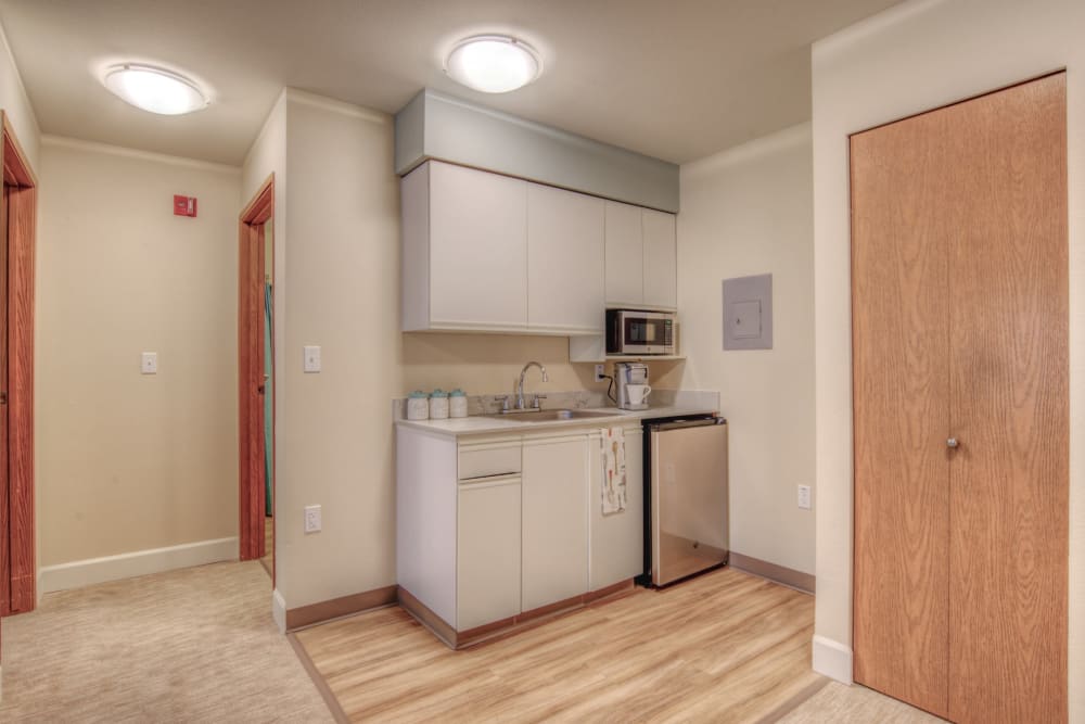Kitchen area in apartment at Northgate Plaza in Seattle, Washington