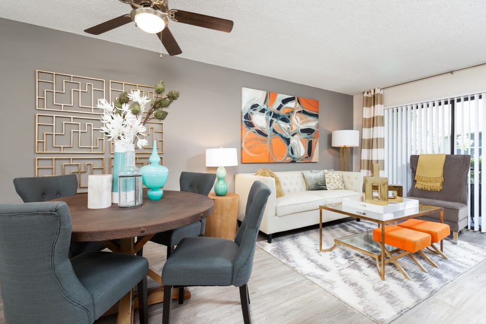 Modern decorated living room at Siena Apartments in Plantation, Florida