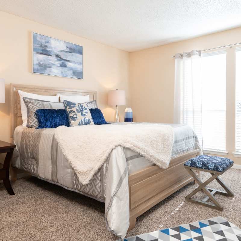 Apartment bedroom at Highlands Creek Apartments in Dallas, Texas