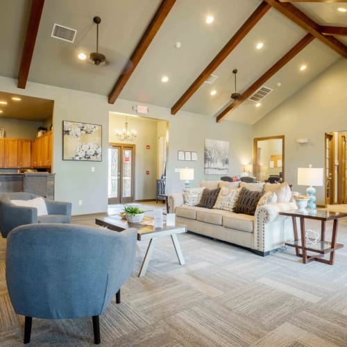 Clubhouse with vaulted ceilings at Parc At Rogers in Rogers, Arkansas