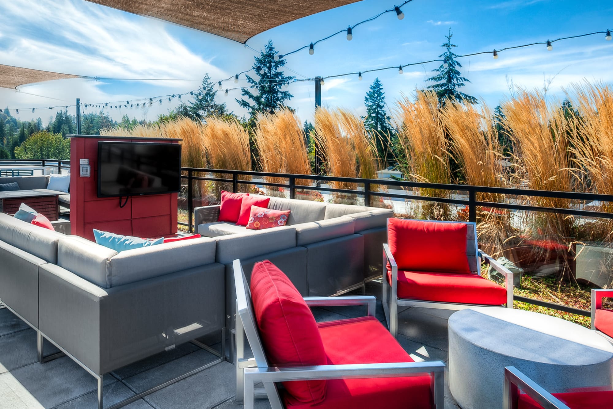 Another view of the rooftop lounge at Tria Apartments in Newcastle, Washington